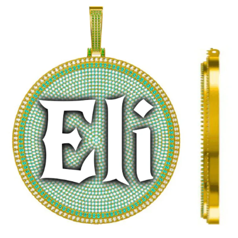 CUSTOM LETTER NECKLACE 3D BIG DISC sold by The GUU Shop