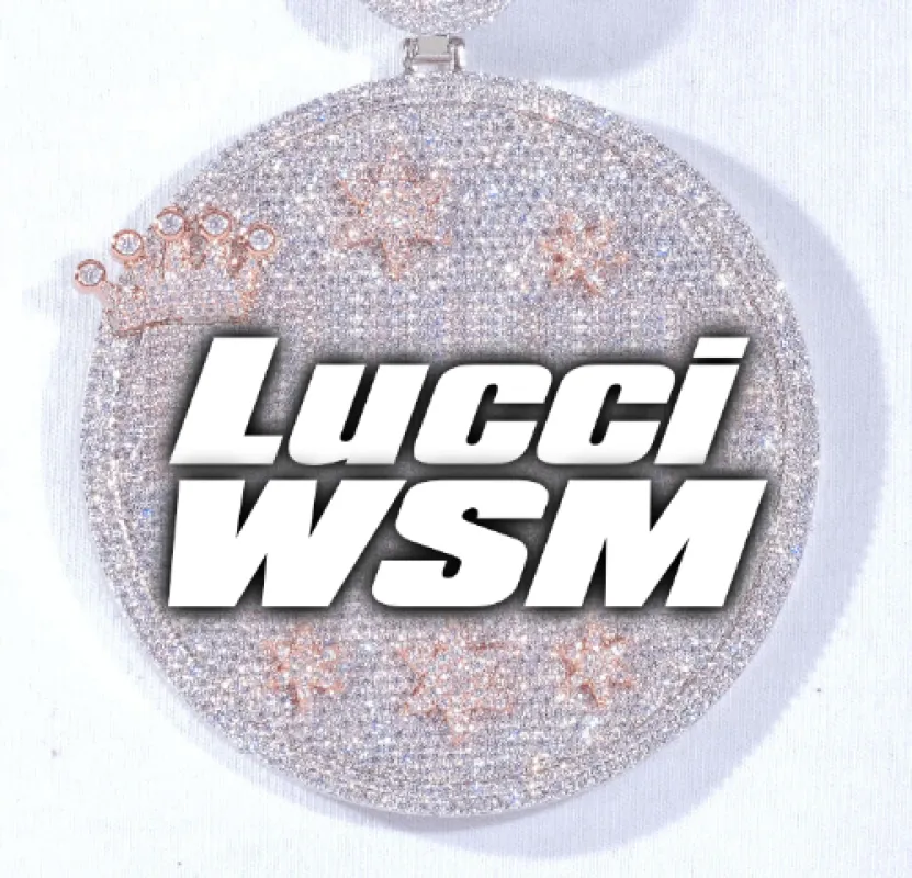 CUSTOM LETTER NECKLACE 3D BIG CROWN DISC sold by The GUU Shop