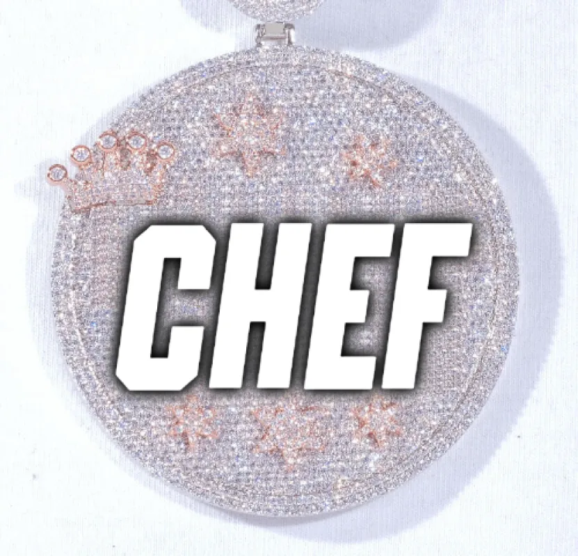 CUSTOM LETTER NECKLACE 3D BIG CROWN DISC sold by The GUU Shop