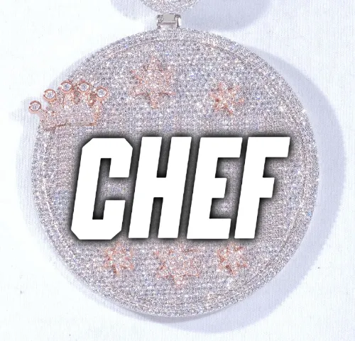 CUSTOM LETTER NECKLACE 3D BIG CROWN DISC sold by The GUU Shop