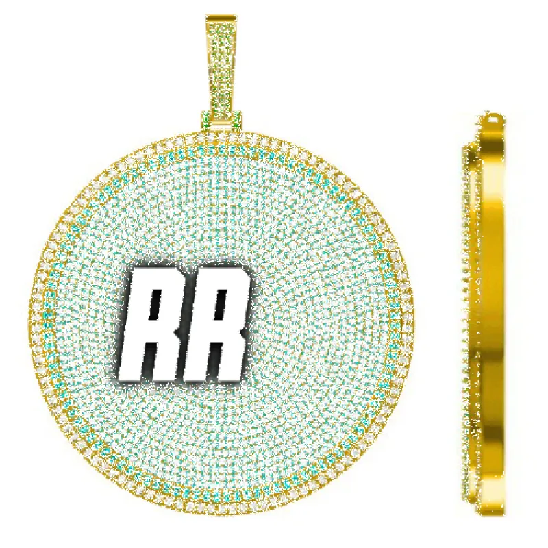 CUSTOM LETTER NECKLACE 3D BIG DISC sold by The GUU Shop