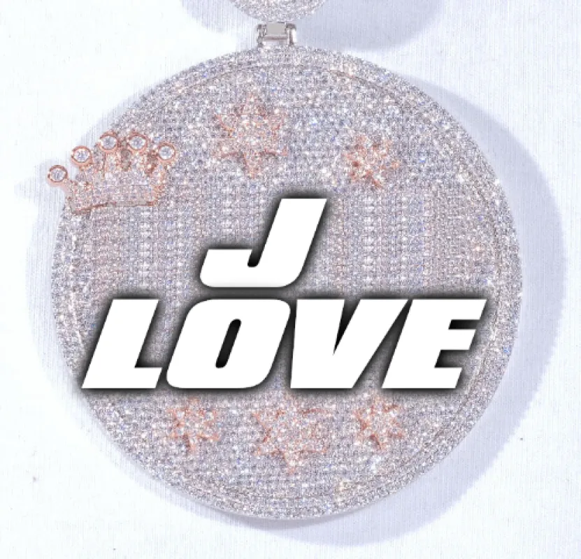 CUSTOM LETTER NECKLACE 3D BIG CROWN DISC sold by The GUU Shop