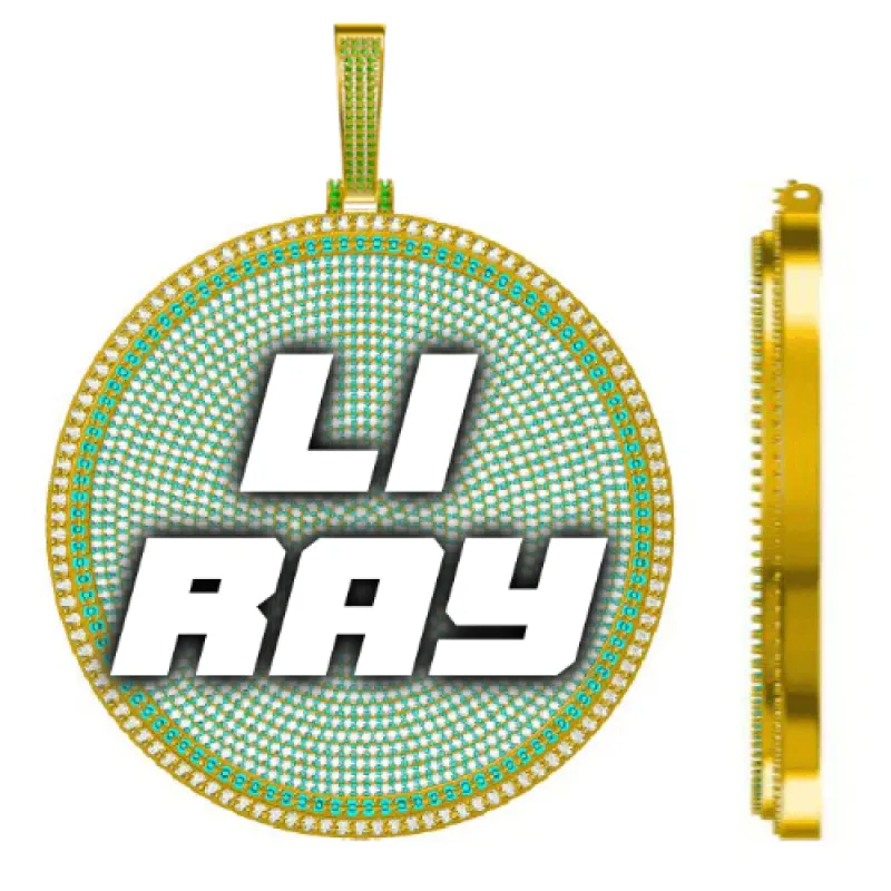 CUSTOM LETTER NECKLACE 3D BIG DISC sold by The GUU Shop