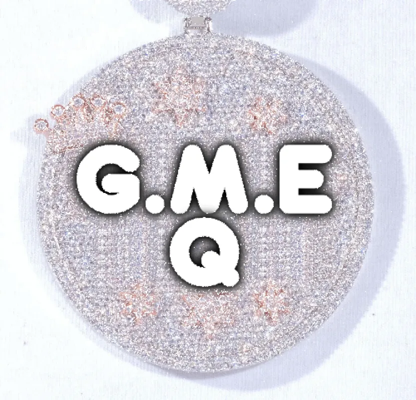 CUSTOM LETTER NECKLACE 3D BIG CROWN DISC sold by The GUU Shop