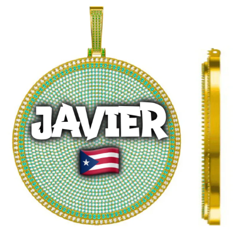 CUSTOM LETTER NECKLACE 3D BIG DISC sold by The GUU Shop