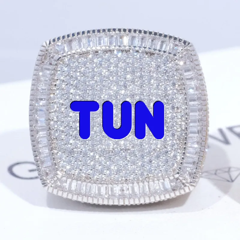 CUSTOM LETTER 3D ICED RING sold by The GUU Shop