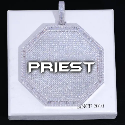 CUSTOM LETTER NECKLACE 3D BIG OCTAGON sold by The GUU Shop