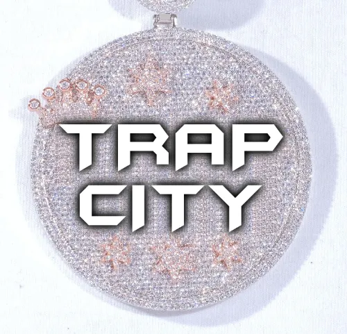 CUSTOM LETTER NECKLACE 3D BIG CROWN DISC sold by The GUU Shop