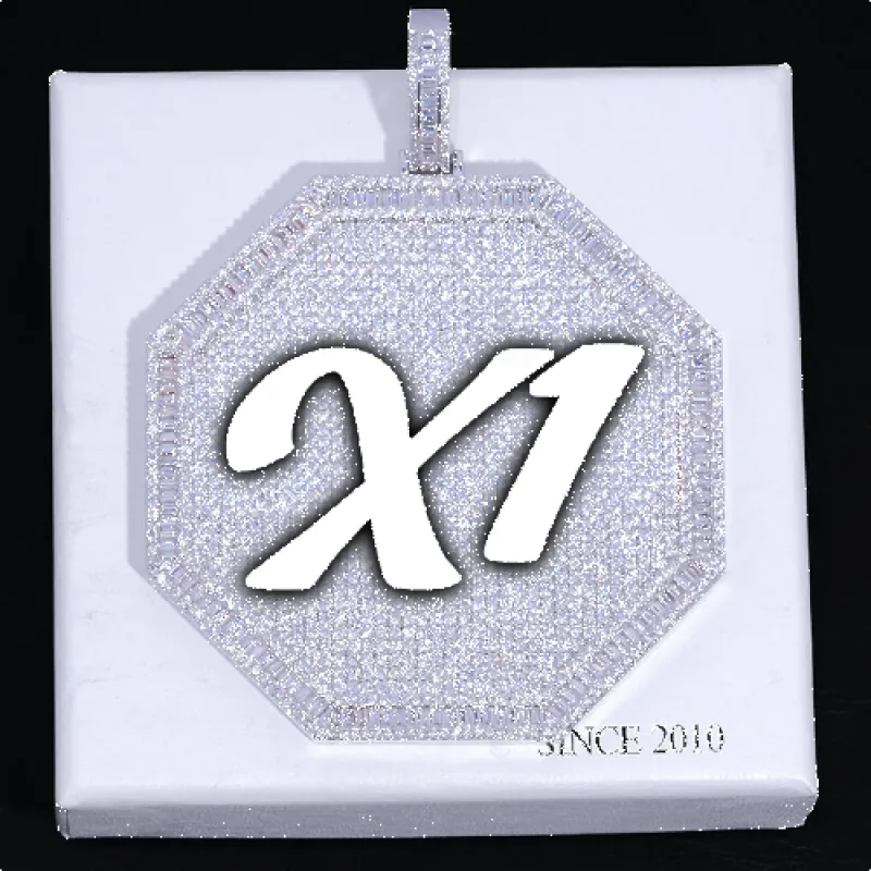 CUSTOM LETTER NECKLACE 3D BIG OCTAGON sold by The GUU Shop