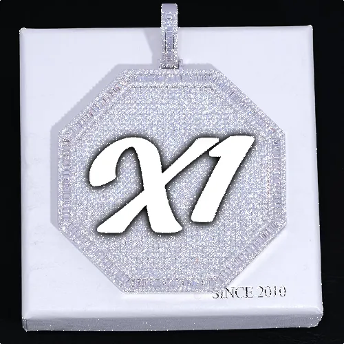 CUSTOM LETTER NECKLACE 3D BIG OCTAGON sold by The GUU Shop