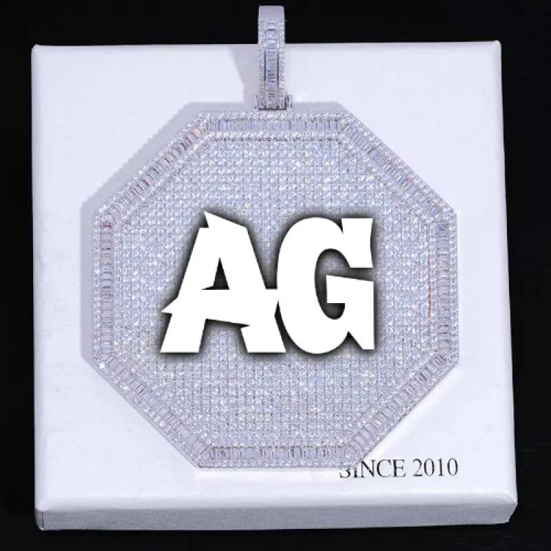 CUSTOM LETTER NECKLACE 3D BIG OCTAGON sold by The GUU Shop