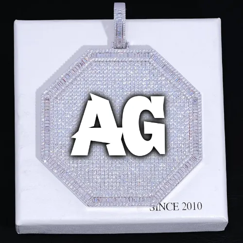 CUSTOM LETTER NECKLACE 3D BIG OCTAGON sold by The GUU Shop