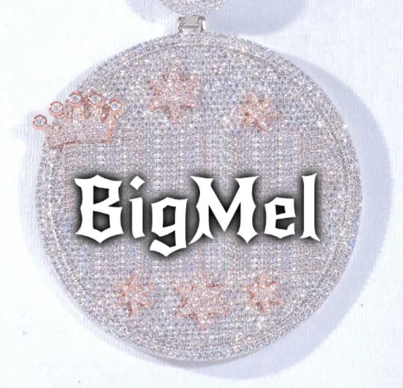 CUSTOM LETTER NECKLACE 3D BIG CROWN DISC sold by The GUU Shop