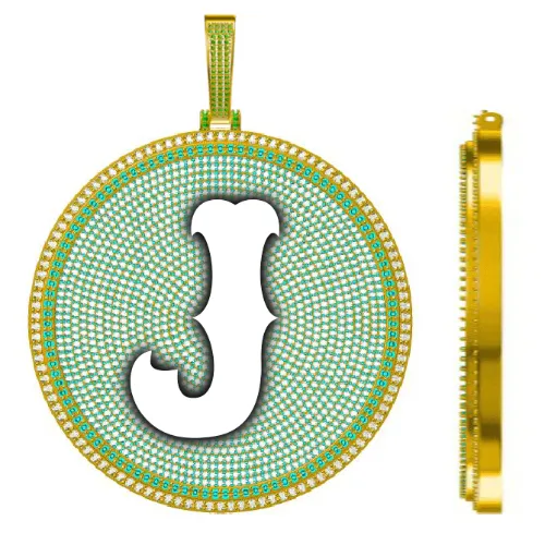 CUSTOM LETTER NECKLACE 3D BIG DISC sold by The GUU Shop