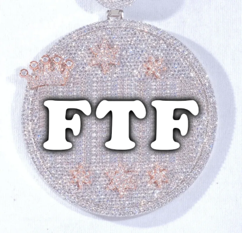 CUSTOM LETTER NECKLACE 3D BIG CROWN DISC sold by The GUU Shop