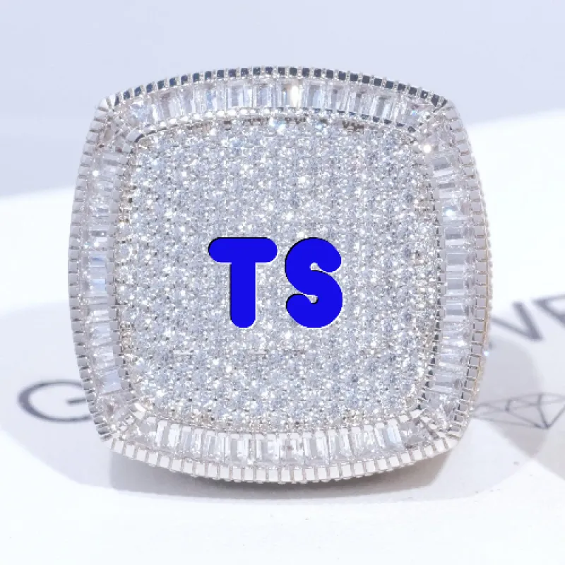 CUSTOM LETTER 3D ICED RING sold by The GUU Shop