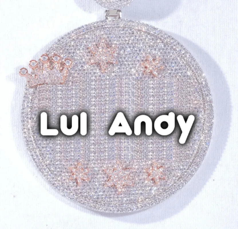 CUSTOM LETTER NECKLACE 3D BIG CROWN DISC sold by The GUU Shop