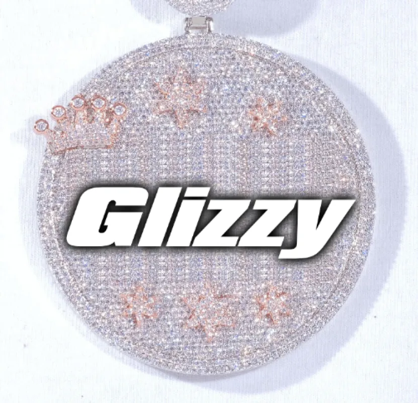 CUSTOM LETTER NECKLACE 3D BIG CROWN DISC sold by The GUU Shop