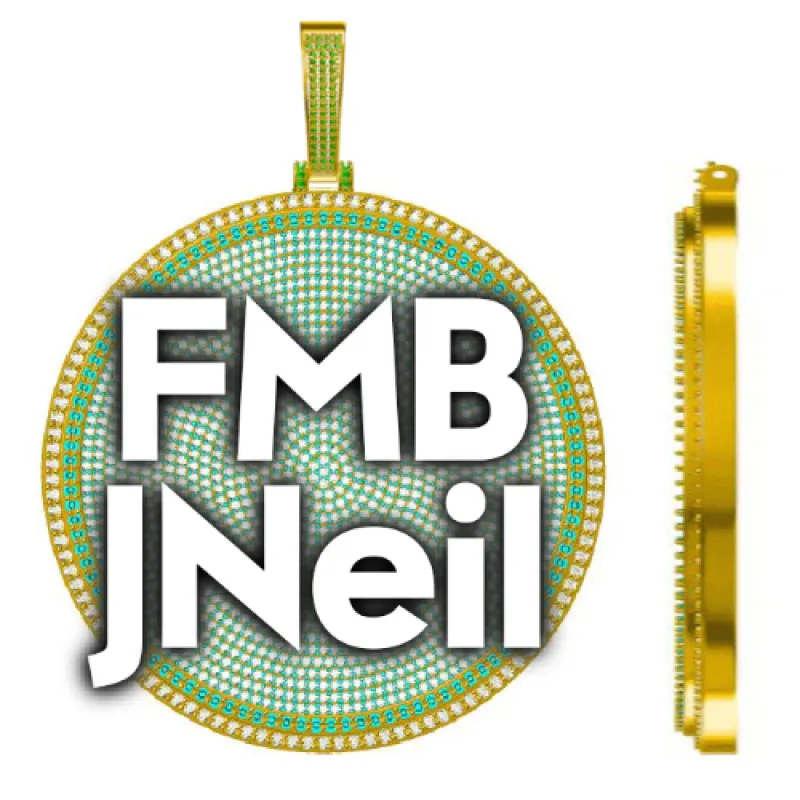 CUSTOM LETTER NECKLACE 3D BIG DISC sold by The GUU Shop