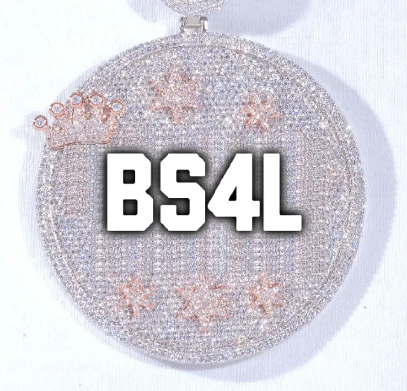 CUSTOM LETTER NECKLACE 3D BIG CROWN DISC sold by The GUU Shop