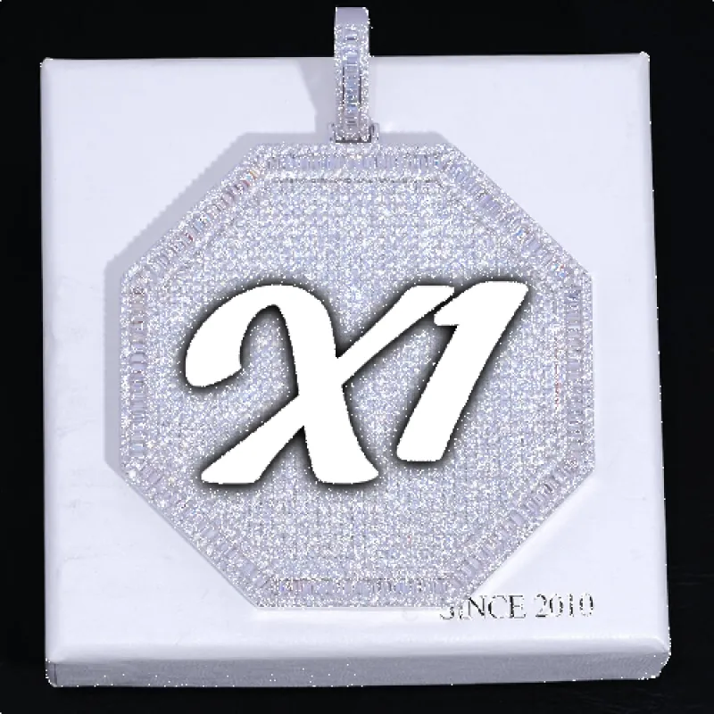 CUSTOM LETTER NECKLACE 3D BIG OCTAGON sold by The GUU Shop