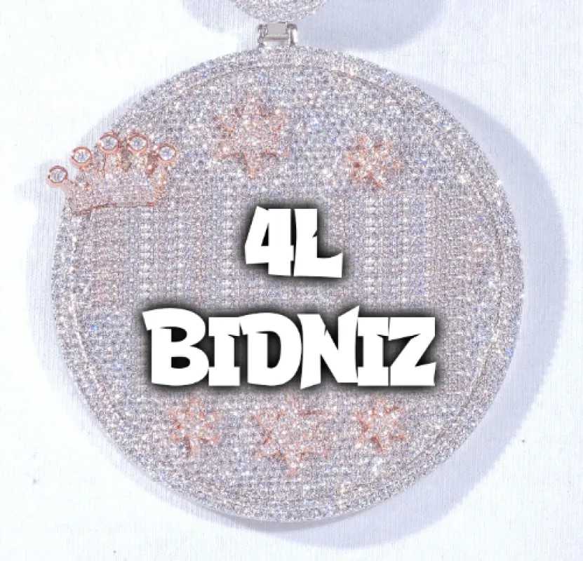 CUSTOM LETTER NECKLACE 3D BIG CROWN DISC sold by The GUU Shop