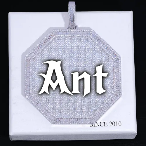 CUSTOM LETTER NECKLACE 3D BIG OCTAGON sold by The GUU Shop