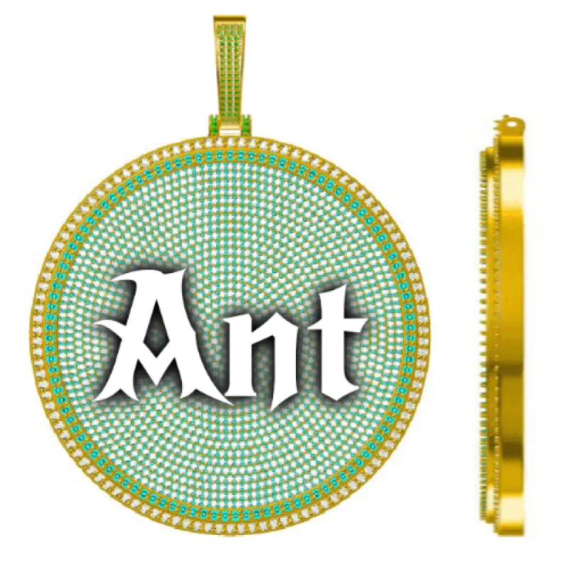 CUSTOM LETTER NECKLACE 3D BIG DISC sold by The GUU Shop