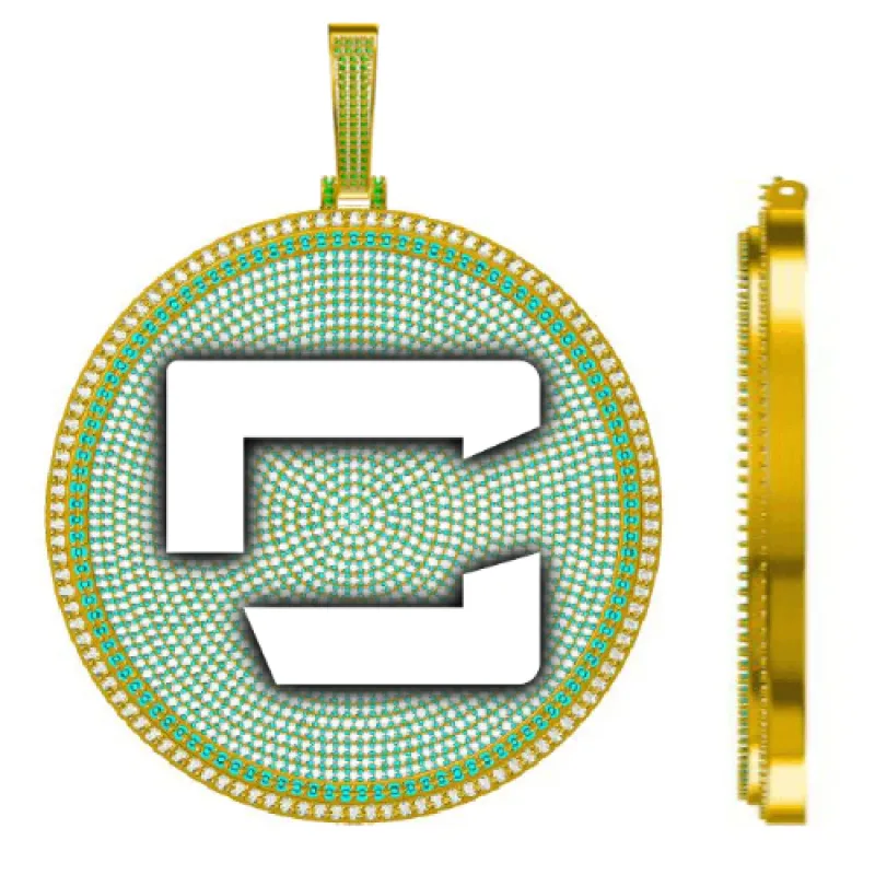 CUSTOM LETTER NECKLACE 3D BIG DISC sold by The GUU Shop