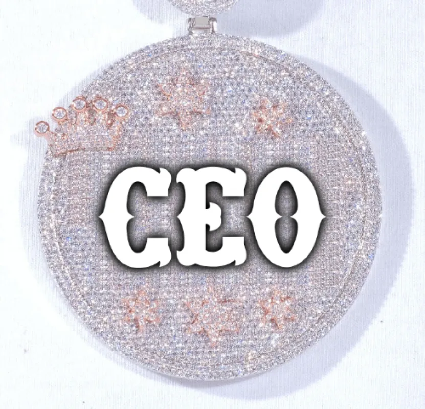 CUSTOM LETTER NECKLACE 3D BIG CROWN DISC sold by The GUU Shop