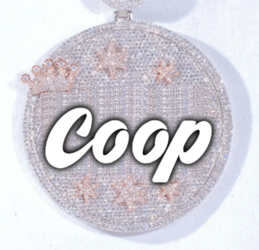 CUSTOM LETTER NECKLACE 3D BIG CROWN DISC sold by The GUU Shop