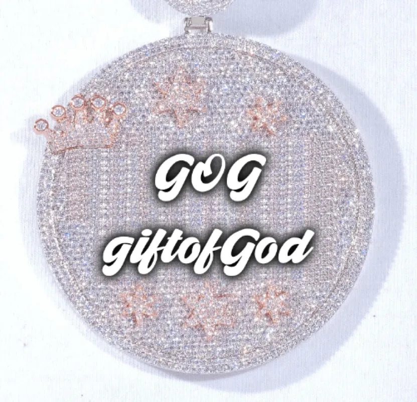 CUSTOM LETTER NECKLACE 3D BIG CROWN DISC made by The GUU Shop