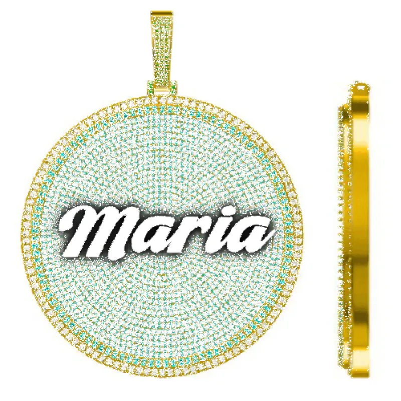 CUSTOM LETTER NECKLACE 3D BIG DISC sold by The GUU Shop