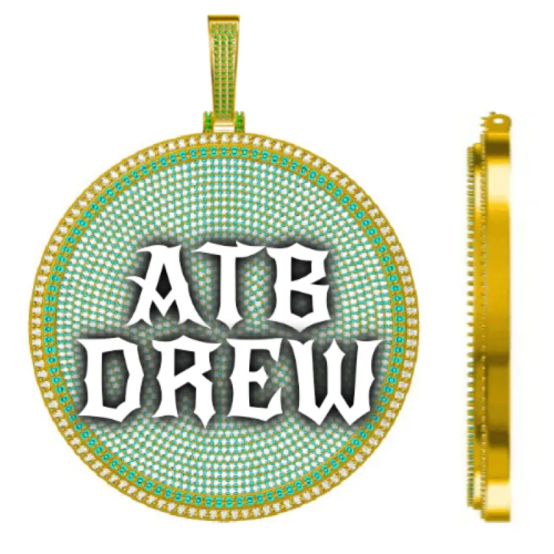 CUSTOM LETTER NECKLACE 3D BIG DISC sold by The GUU Shop