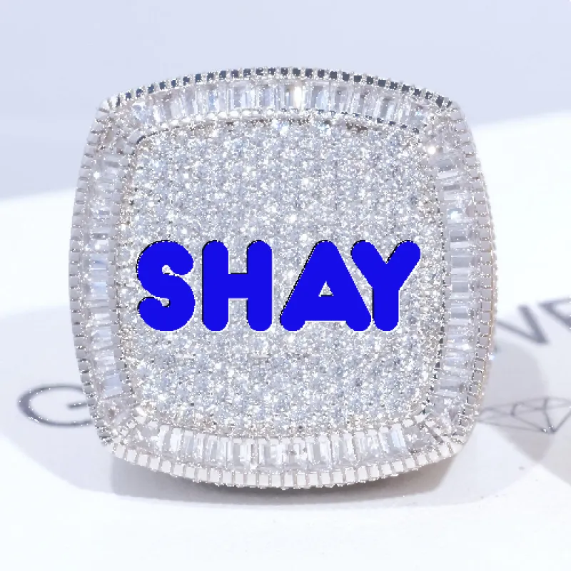 CUSTOM LETTER 3D ICED RING sold by The GUU Shop