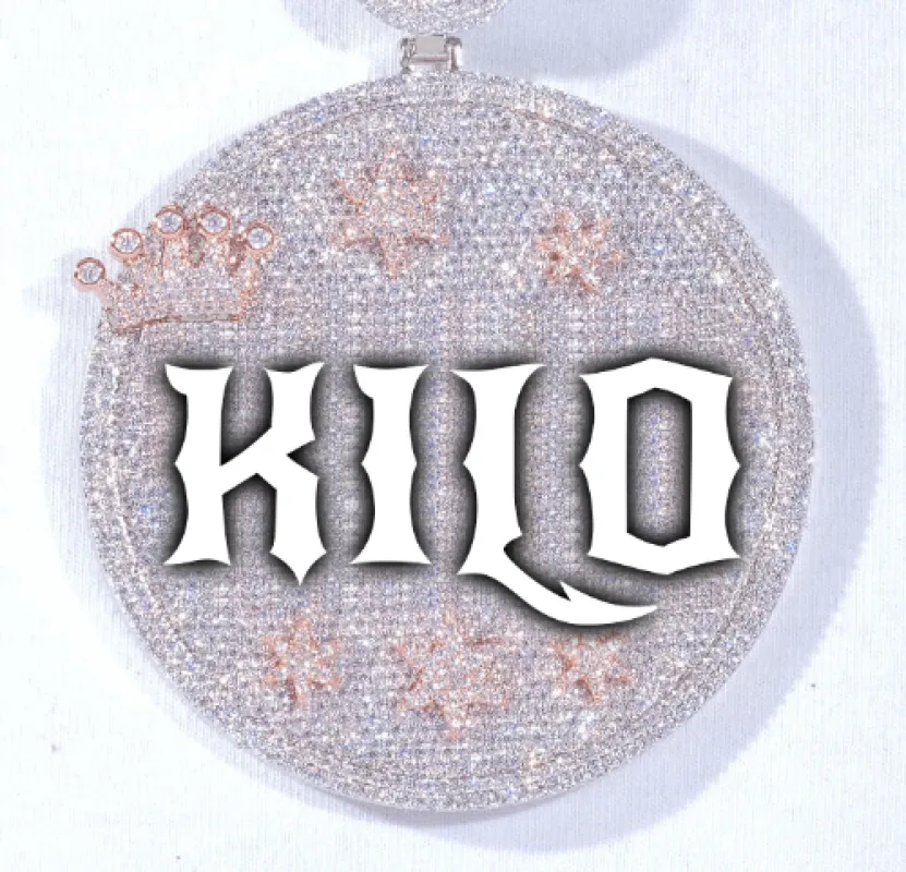 CUSTOM LETTER NECKLACE 3D BIG CROWN DISC sold by The GUU Shop