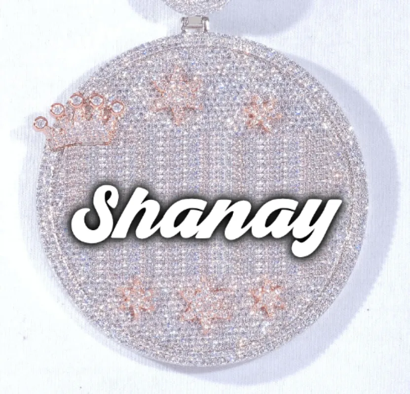 CUSTOM LETTER NECKLACE 3D BIG CROWN DISC sold by The GUU Shop