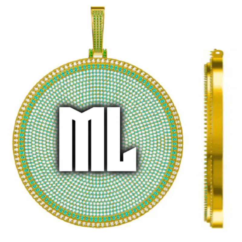 CUSTOM LETTER NECKLACE 3D BIG DISC sold by The GUU Shop