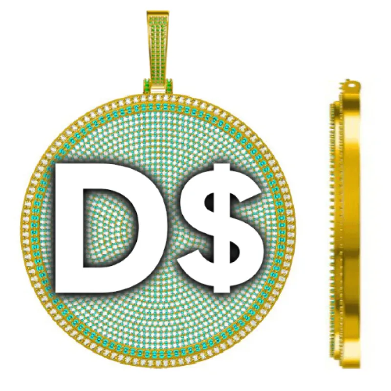 CUSTOM LETTER NECKLACE 3D BIG DISC sold by The GUU Shop