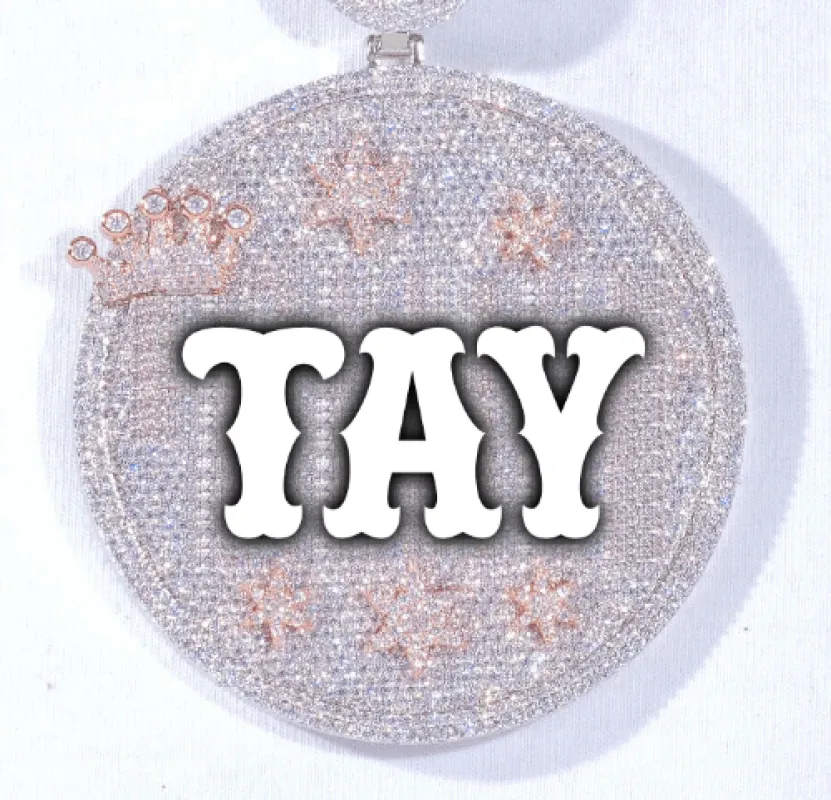 CUSTOM LETTER NECKLACE 3D BIG CROWN DISC sold by The GUU Shop