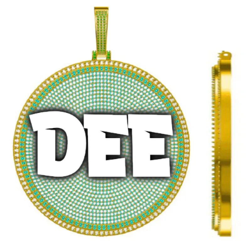 CUSTOM LETTER NECKLACE 3D BIG DISC sold by The GUU Shop