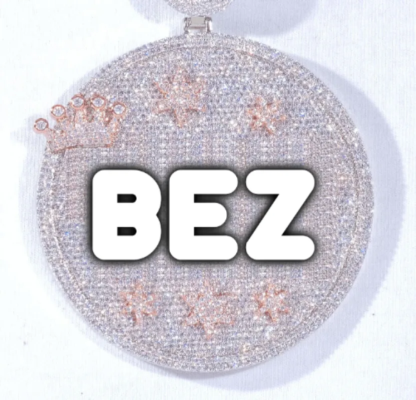 CUSTOM LETTER NECKLACE 3D BIG CROWN DISC sold by The GUU Shop