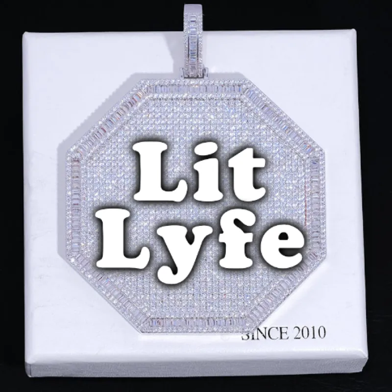 CUSTOM LETTER NECKLACE 3D BIG OCTAGON sold by The GUU Shop