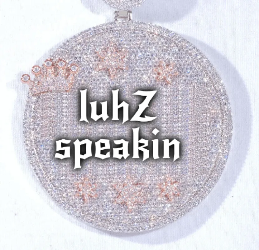 CUSTOM LETTER NECKLACE 3D BIG CROWN DISC sold by The GUU Shop