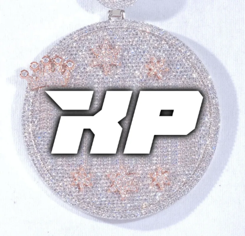 CUSTOM LETTER NECKLACE 3D BIG CROWN DISC sold by The GUU Shop