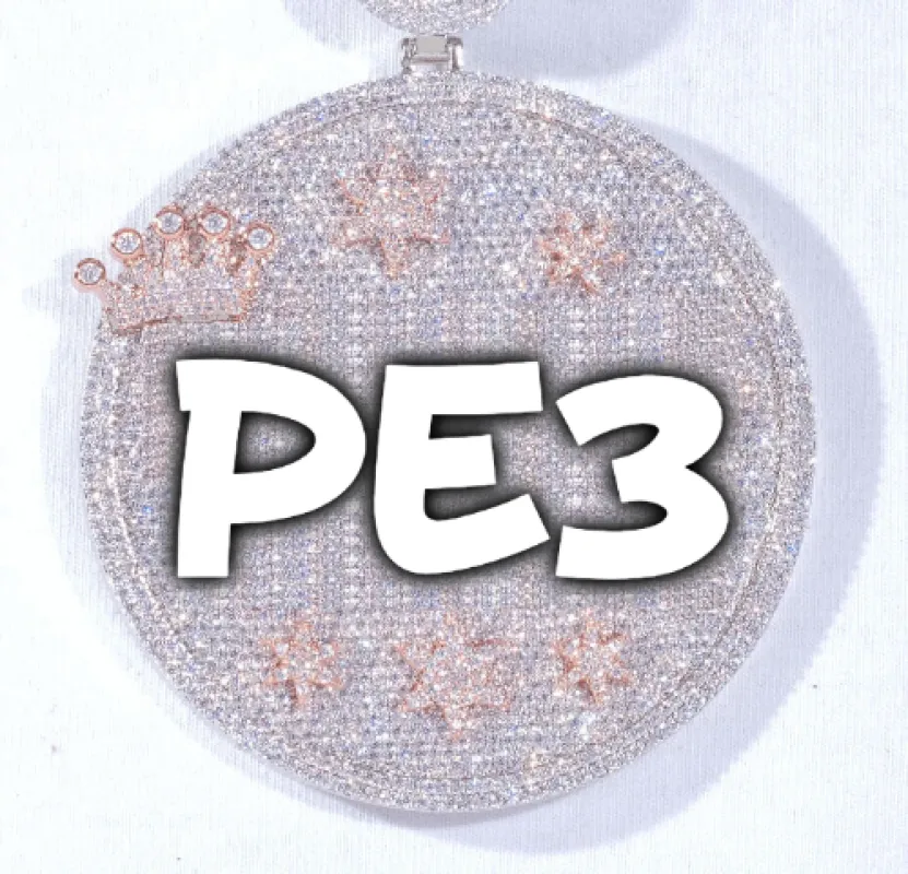 CUSTOM LETTER NECKLACE 3D BIG CROWN DISC sold by The GUU Shop