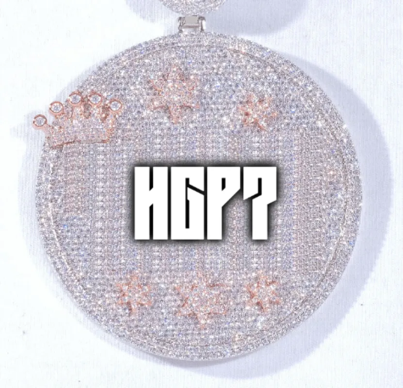 CUSTOM LETTER NECKLACE 3D BIG CROWN DISC sold by The GUU Shop