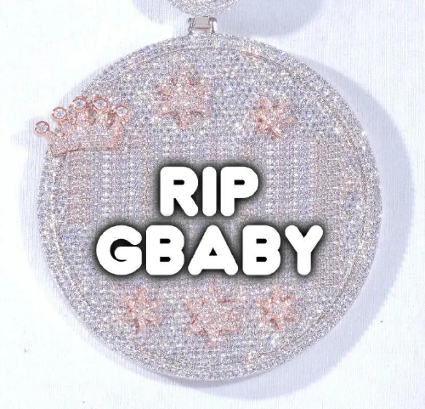 CUSTOM LETTER NECKLACE 3D BIG CROWN DISC sold by The GUU Shop