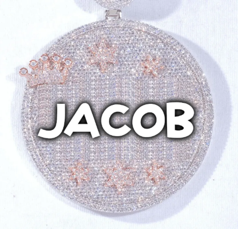 CUSTOM LETTER NECKLACE 3D BIG CROWN DISC sold by The GUU Shop