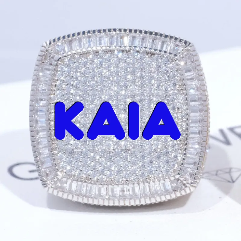 CUSTOM LETTER 3D ICED RING sold by The GUU Shop